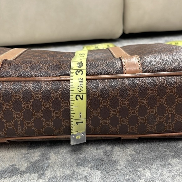 Celine Brown Macadam Briefcase Business Laptop Bag Top Handle - Picture 13 of 17